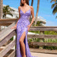 Nox Anabel E1710 Long Dress Fully Beaded Flower Design Sequin Applique A Slit