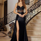 Nox Anabel E1711 Sheer Corset Beaded Applique Dress with Slit