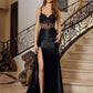 Nox Anabel E1711 Sheer Corset Beaded Applique Dress with Slit