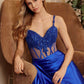 Nox Anabel E1711 Sheer Corset Beaded Applique Dress with Slit