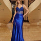 Nox Anabel E1711 Sheer Corset Beaded Applique Dress with Slit