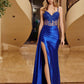 Nox Anabel E1711 Sheer Corset Beaded Applique Dress with Slit