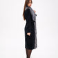 Genuine Silver Fox Virgin Wool Wrap Coat in Black