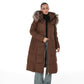 Genuine Silver Fox Fur Trim Down Coat