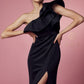 Nox Anabel E467 Long Sheath One Shoulder Ruffle Overlay Strap Gown