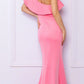 Nox Anabel E467 Long Sheath One Shoulder Ruffle Overlay Strap Gown