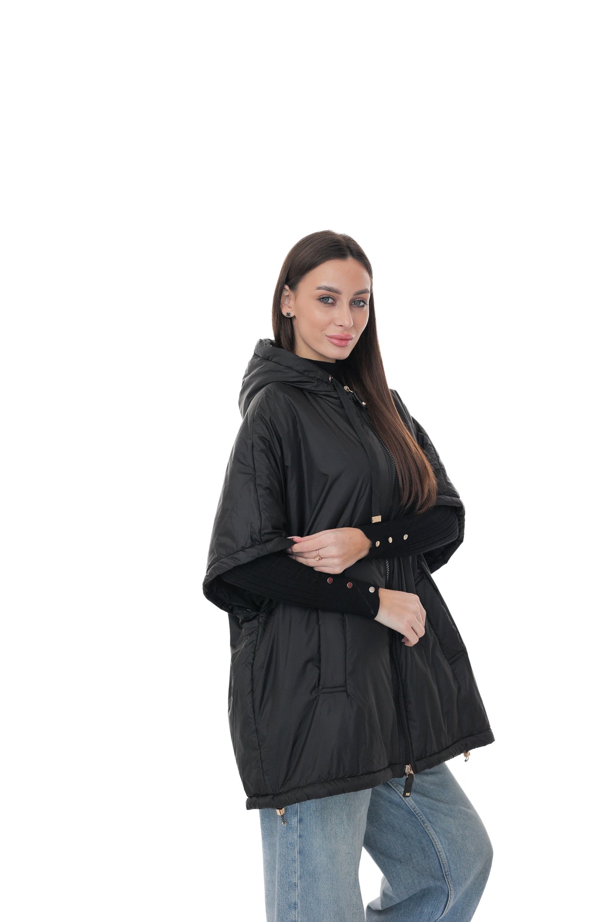 Black hooded vest by Alaska® Outerwear Company displayed against a plain background