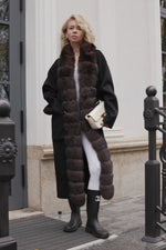 Brackley Genuine Polar Fox Fur Double Face Coat by Alaska Outerwear Company, shown in a classic silhouette