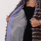 Genuine Silver Fox Virgin Wool Wrap Coat in Lavender