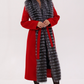 Genuine Silver Fox Virgin Wool Wrap Coat in Red
