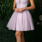 Nox Anabel E779 Plunging V-Neck Embroidered Bodice Short Dress