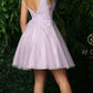 Nox Anabel E779 Plunging V-Neck Embroidered Bodice Short Dress