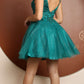 Nox Anabel E779 Plunging V-Neck Embroidered Bodice Short Dress