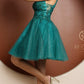 Nox Anabel E779 Plunging V-Neck Embroidered Bodice Short Dress
