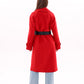 Karina Belted Wool Cashmere Blend Overcoat in Ruby