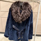 Calabria Genuine Astrakhan Silver Fox Trim Coat