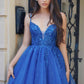 Nox Anabel E902 Short A-Line Applique Sleeveless Homecoming Dress