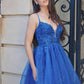 Nox Anabel E902 Short A-Line Applique Sleeveless Homecoming Dress