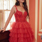 Nox Anabel E904 Short Tiered Ruffled A-Line Gown