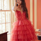 Nox Anabel E904 Short Tiered Ruffled A-Line Gown