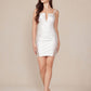Nox Anabel E912W Short Satin Fitted White Cocktail Dress