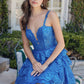 Nox Anabel E914 Short Applique Tiered A-Line Dress