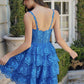 Nox Anabel E914 Short Applique Tiered A-Line Dress