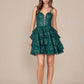 Nox Anabel E914 Short Applique Tiered A-Line Dress