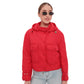 Studded Light Demi-Season Hooded Cropped Jacket in Red