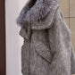 Alaska Outerwear Company Ares mohair parka with genuine fur trim and down fill in olive green