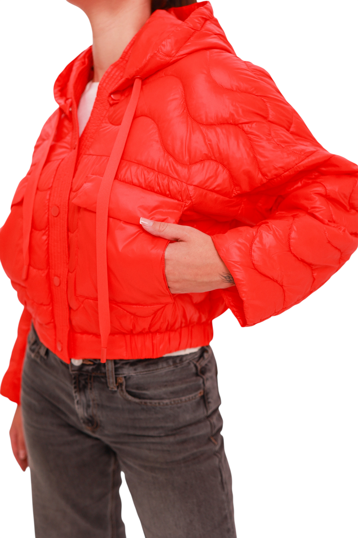 Alaska® Outerwear Company Lexi cropped coral jacket front view