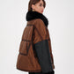 Sienna Genuine Lamb Leather Polar Fox Fur Trim Jacket in Umber