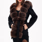 Alaska Outerwear Company genuine polar fox fur hooded virgin wool coat, front view