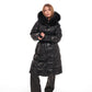 Cyrus Genuine Fur Trim Down Fill Coat in Black