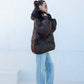 Chantal Genuine Fur Trim Down Fill Coat in Chocolate