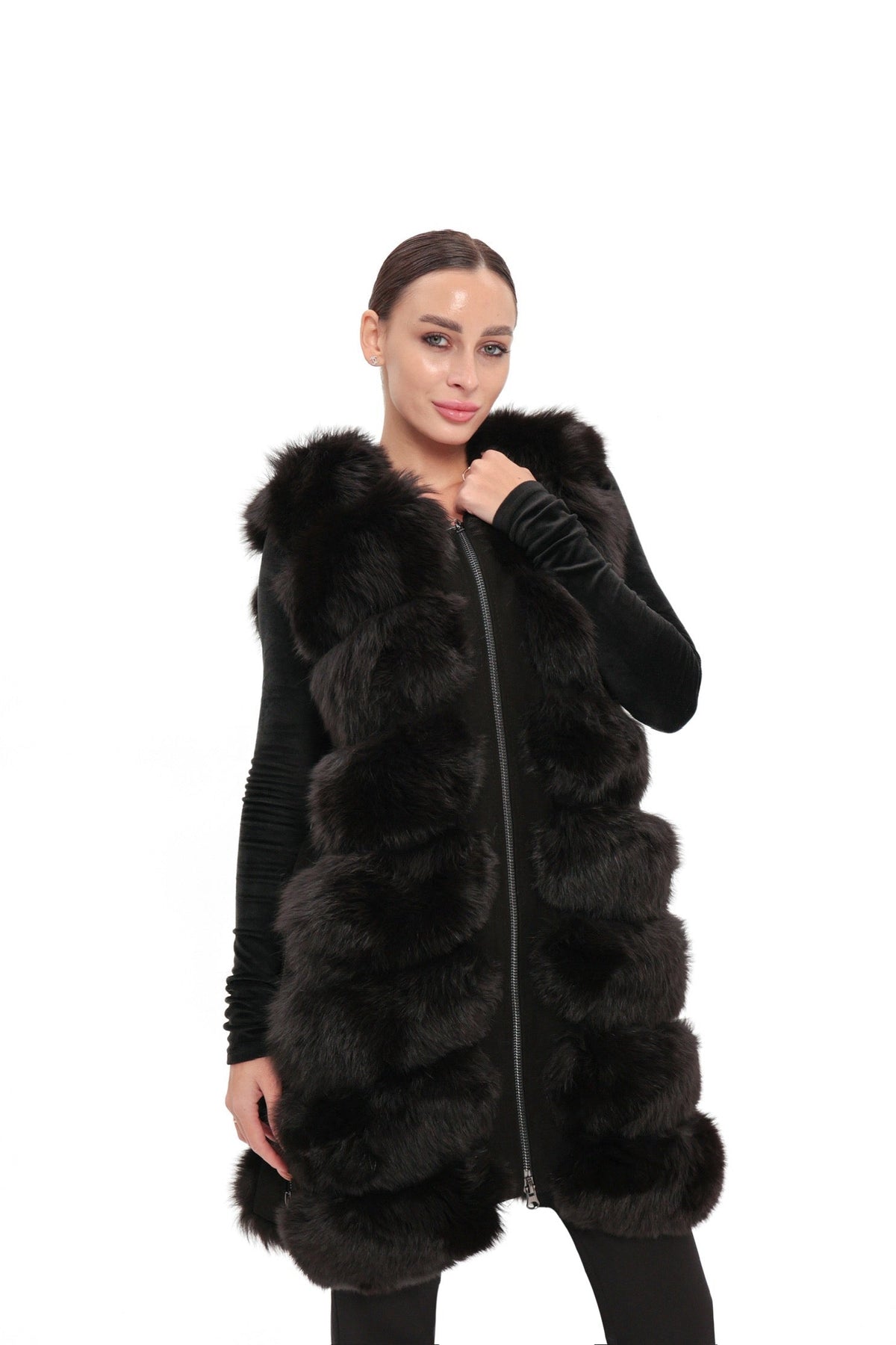 Genuine Polar Fox fur vest by Alaska® Outerwear Company, 90 cm length
