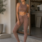 Trophy Yoga All Tied Up leggings, made in USA, featuring a stylish tied waistband detail