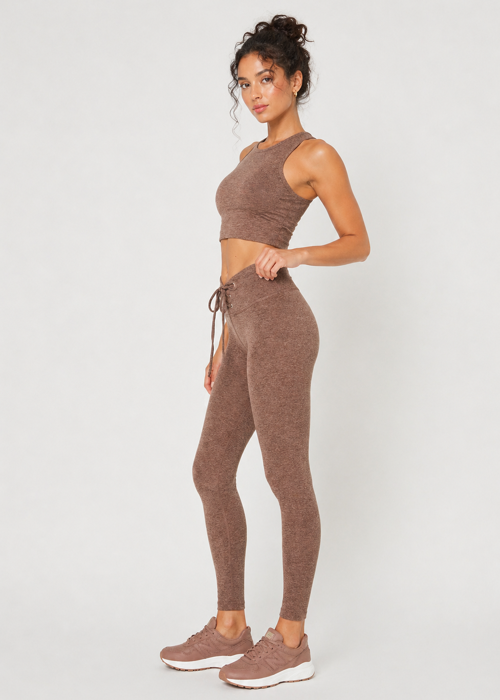 Trophy Yoga All Tied Up leggings made in USA, showing a sleek, form-fitting design