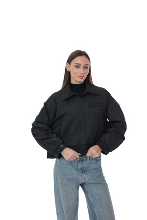 Dark grey blue light transitional jacket by Alaska® Outerwear Company, showing the jacket's front view and soft fabric texture.