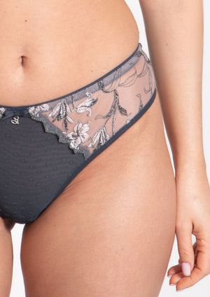 Samanta Eliza Graphite Embroidered Brazilian Panty-0
