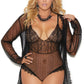 Plus Size Dotted Mesh Teddy and Robe