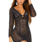 Plus Size Midnight Lace Long Sleeve Chemise