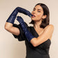 Elena (navy) - Italian silk lined 8-button length leather opera gloves