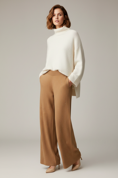 Picadilly Embellished Wide Leg Knit Pant