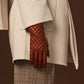 Emilia (brown) - Classic Italian lambskin leather gloves with cashmere lining and checkered pattern