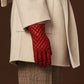 Emilia (red) - Classic Italian lambskin leather gloves with cashmere lining and checkered pattern
