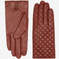 Emilia (brown) - Classic Italian lambskin leather gloves with cashmere lining and checkered pattern