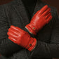 Emilio (orange) – Luxurious Italian deerskin gloves with cashmere lining and adjustable snap button