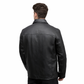 Back view of Whet Blu NYC Ethan men's lambskin leather jacket in black with smooth panel detailing