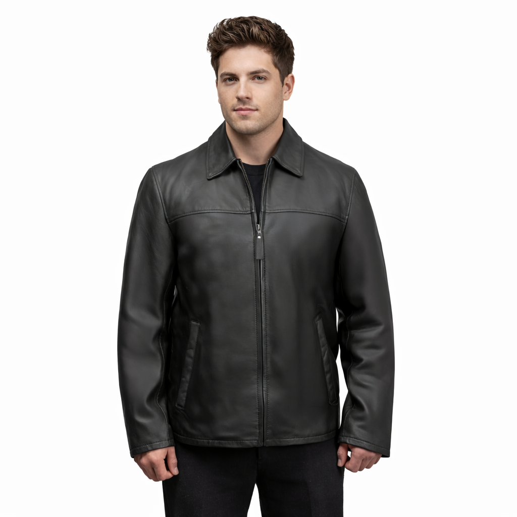 Whet Blu NYC Ethan men's lambskin leather jacket front view